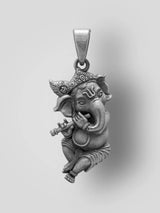Fluted Ganesha Vintage Polish Sterling Silver Pendant
