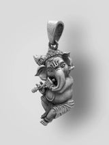 Fluted Ganesha Vintage Polish Sterling Silver Pendant