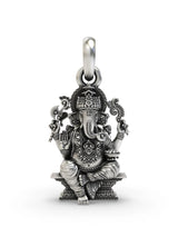 Seated Chaturbhuja Ganesha Sterling Silver Pendant