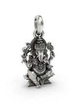 Seated Chaturbhuja Ganesha Sterling Silver Pendant