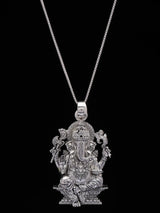 Seated Chaturbhuja Ganesha Sterling Silver Pendant