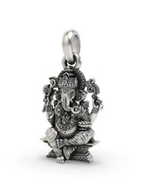 Seated Chaturbhuja Ganesha Sterling Silver Pendant