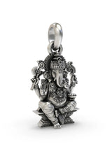 Seated Chaturbhuja Ganesha Sterling Silver Pendant