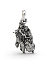 Fluted Radha Krishna Sterling Silver Pendant