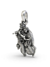 Fluted Radha Krishna Sterling Silver Pendant