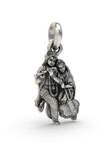 Fluted Radha Krishna Sterling Silver Pendant