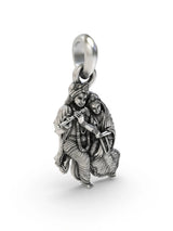 Fluted Radha Krishna Sterling Silver Pendant