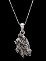 Fluted Radha Krishna Sterling Silver Pendant