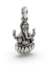Chaturbhuja Ganesha on Lotus Vintage Silver Pendant