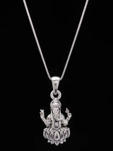 Chaturbhuja Ganesha on Lotus Vintage Silver Pendant