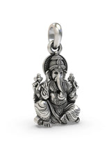 Chaturbhuja Ganesha on Lotus Vintage Silver Pendant