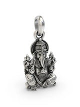 Chaturbhuja Ganesha on Lotus Vintage Silver Pendant