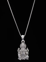Chaturbhuja Ganesha on Lotus Vintage Silver Pendant