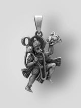 Lord Hanuman Sanjivani Mountain Vintage Silver Pendant