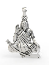 Seated Mogal Maa Sterling Silver Goddess Pendant