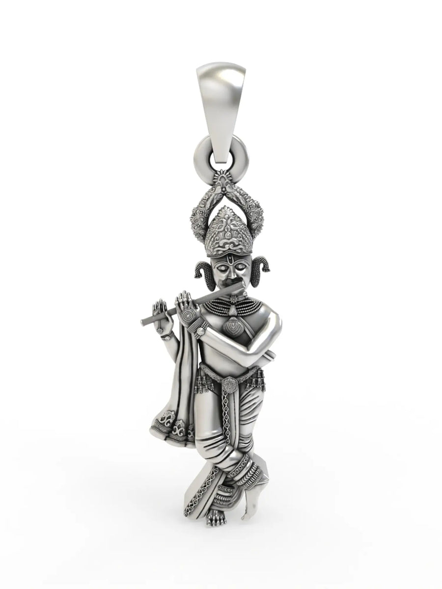 Fluted Krishna Sterling Silver Pendant