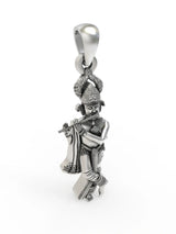 Fluted Krishna Sterling Silver Pendant