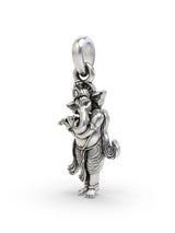 Vintage Ganesha Playing Flute Sterling Silver Pendant
