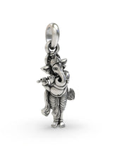 Vintage Ganesha Playing Flute Sterling Silver Pendant