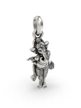 Vintage Ganesha Playing Flute Sterling Silver Pendant