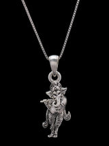 Vintage Ganesha Playing Flute Sterling Silver Pendant