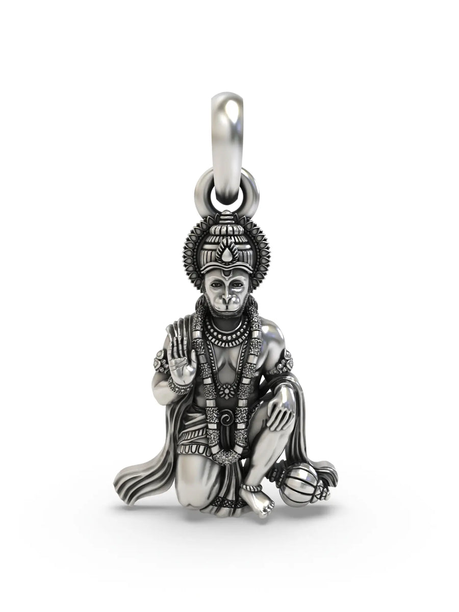 Blessing Hanuman Vintage Sterling Silver Pendant