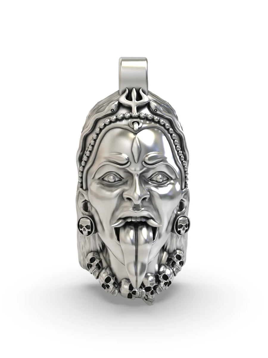 Goddess Kali Face Sterling Silver Pendant