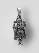Chaturbhuja Ganesha Vintage Polish Sterling Silver Pendant