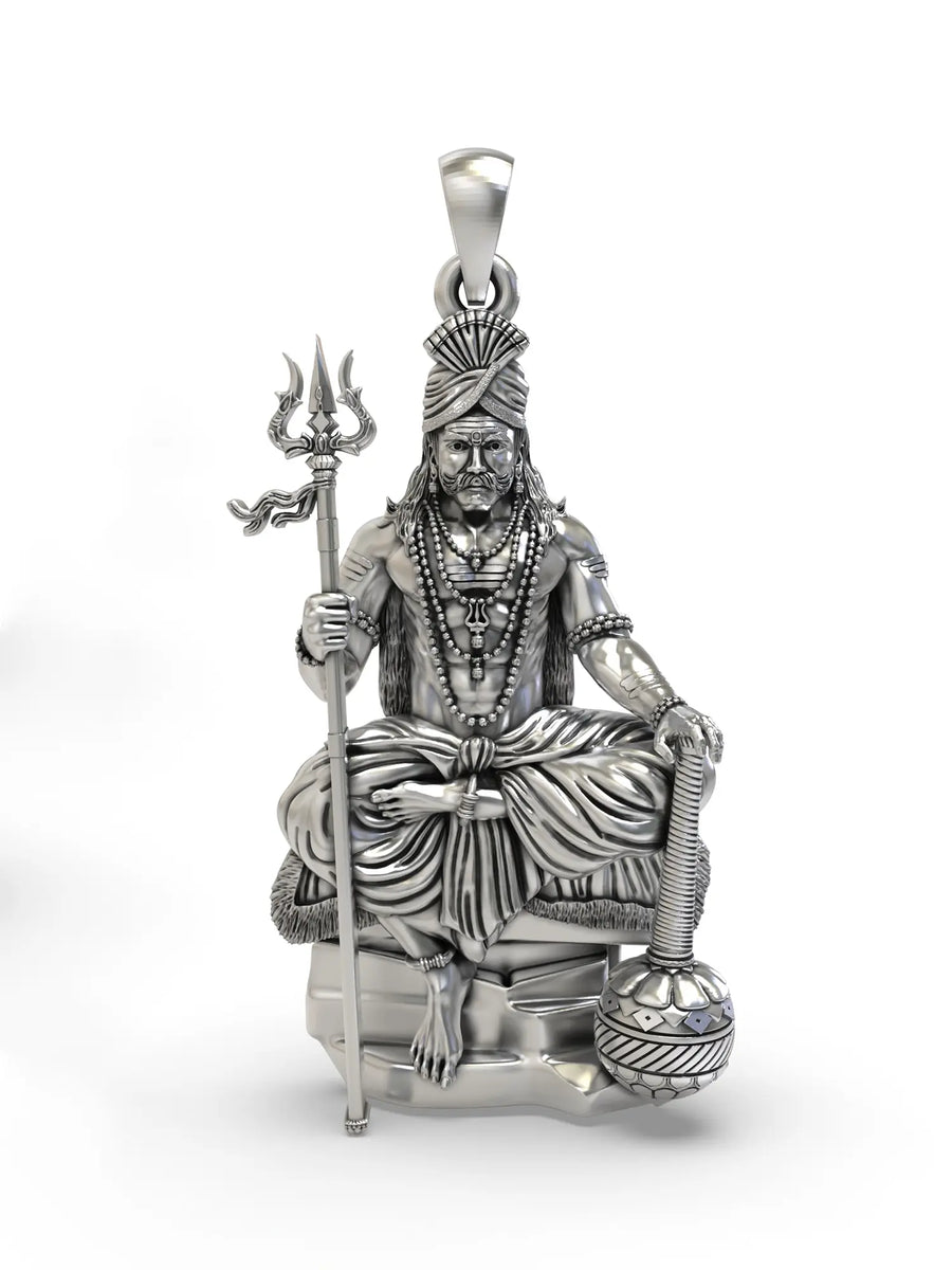 Lord Muneeswarar Sterling Silver Devotional Pendant
