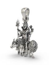 Ardhanarishvara Shiva Shakti Sterling Silver Pendant Necklace