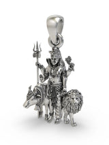 Ardhanarishvara Shiva Shakti Sterling Silver Pendant Necklace