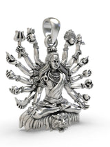 Fourteen Armed Lord Shiva Sterling Silver Pendant