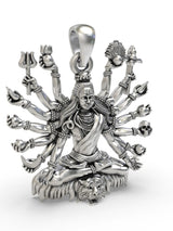 Fourteen Armed Lord Shiva Sterling Silver Pendant