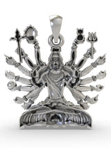 Fourteen Armed Lord Shiva Sterling Silver Pendant