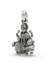 Seated Goddess Lakshmi Vintage Sterling Silver Pendant