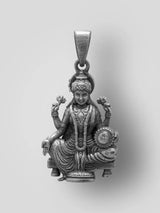 Seated Goddess Lakshmi Vintage Sterling Silver Pendant