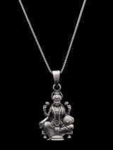 Seated Goddess Lakshmi Vintage Sterling Silver Pendant