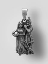 Krishna and Radha Fluting Scene Sterling Silver Pendant