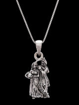 Krishna and Radha Fluting Scene Sterling Silver Pendant