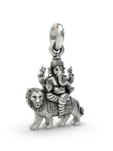 Ganesha Seated on Lion Vintage Sterling Silver Pendant