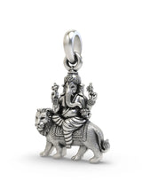 Ganesha Seated on Lion Vintage Sterling Silver Pendant