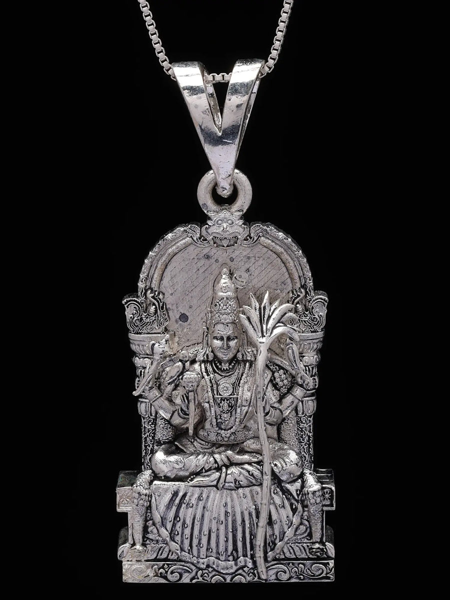 Goddess Kamakshi Amman Sterling Silver Pendant