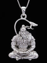 Meditating Lord Hanuman Sterling Silver Pendant