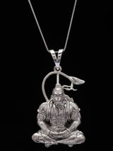 Meditating Lord Hanuman Sterling Silver Pendant