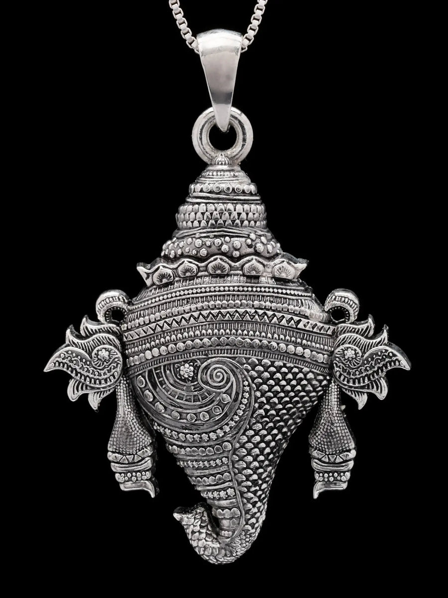 Vishnu Shankh Sterling Silver Pendant