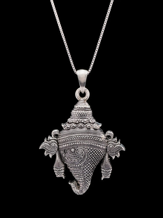Vishnu Shankh Sterling Silver Pendant