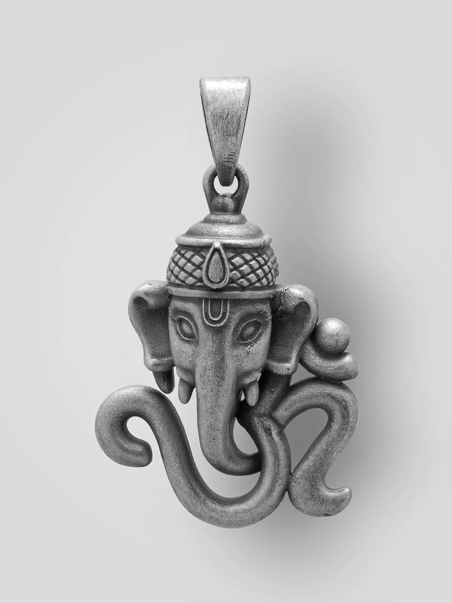 Om Ganesha Vintage Sterling Silver Pendant