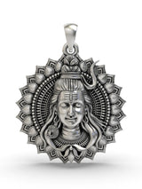 Lord Shiva Mandala Polished Sterling Silver Pendant
