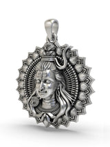Lord Shiva Mandala Polished Sterling Silver Pendant