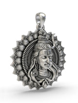 Lord Shiva Mandala Polished Sterling Silver Pendant